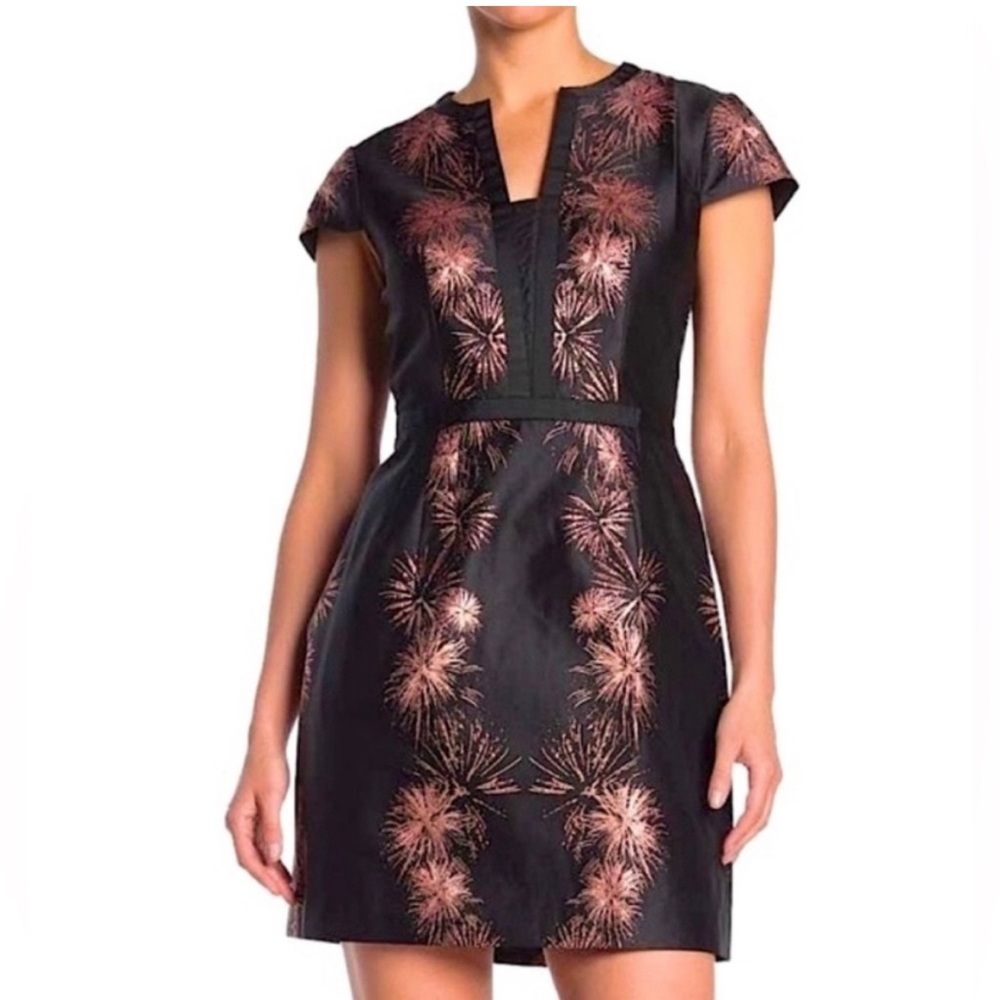 Ted Baker Stardust Jacquard Tzalla Dress Black Rose Gold Ted Size 5/US size 14